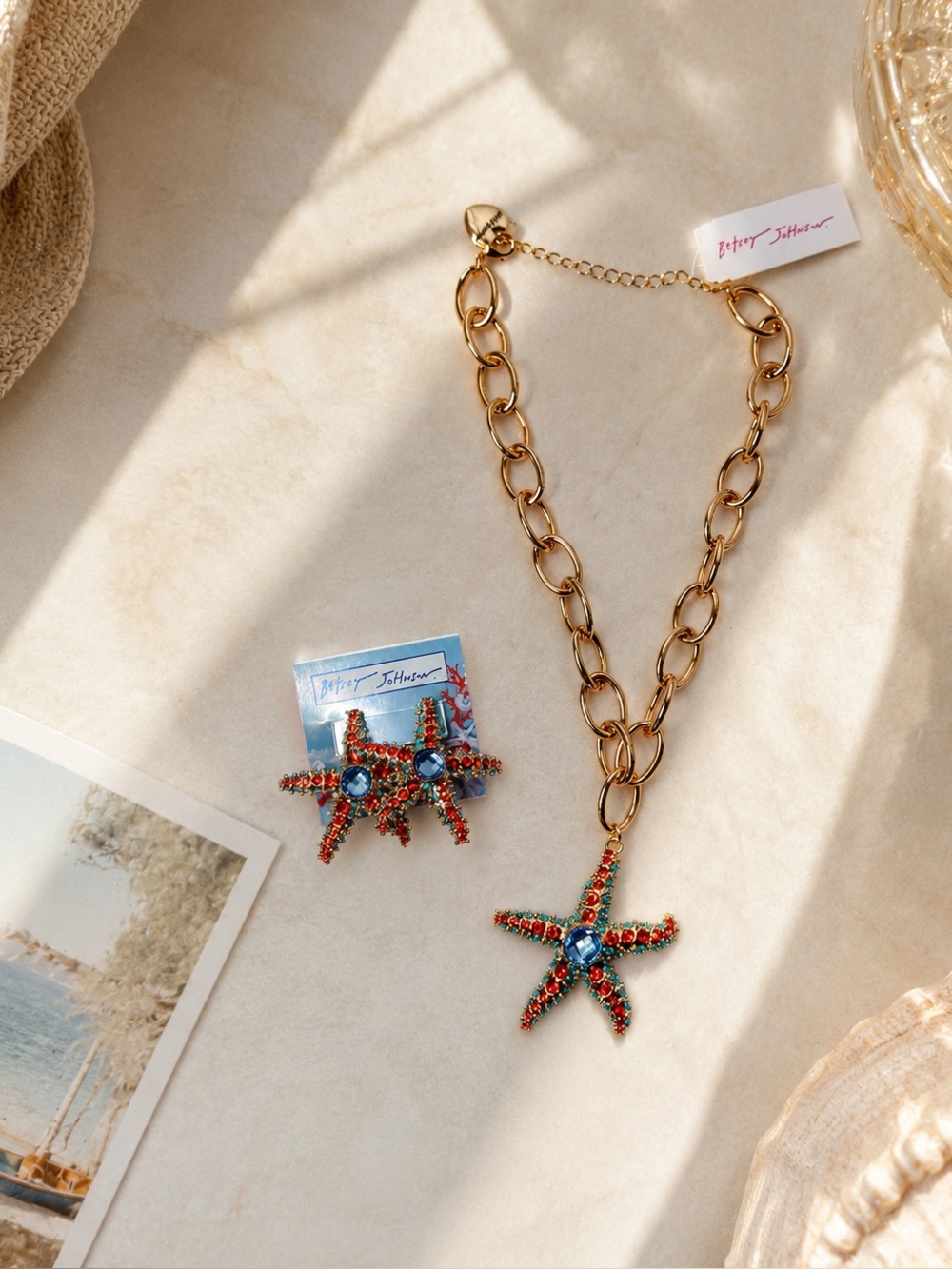 NWT Betsey Johnson Starfish Necklace & Earrings Set